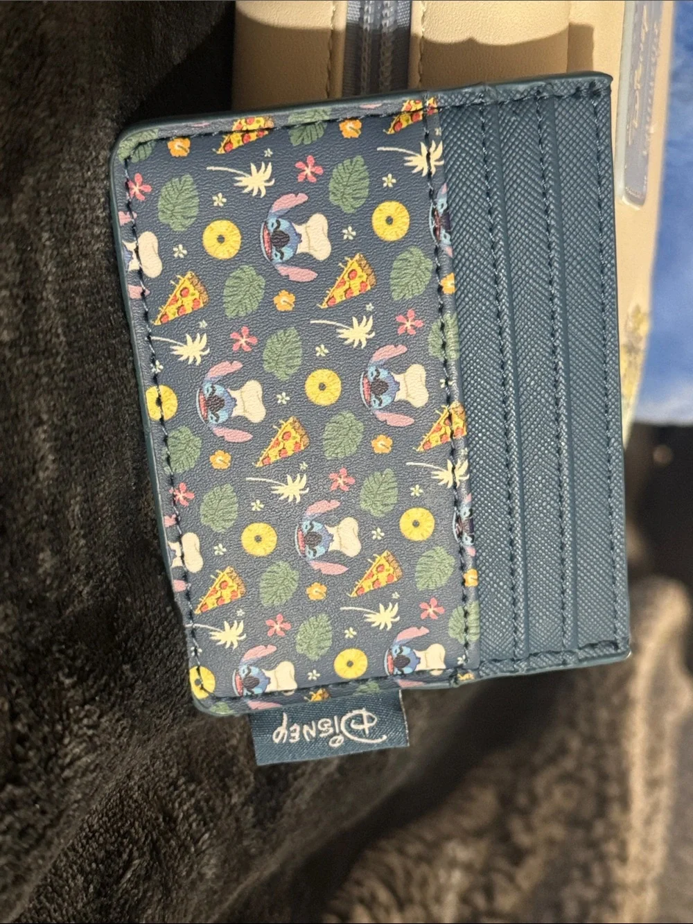 Loungefly Blue Stitch Cardholder with Tropical Stitch Pattern